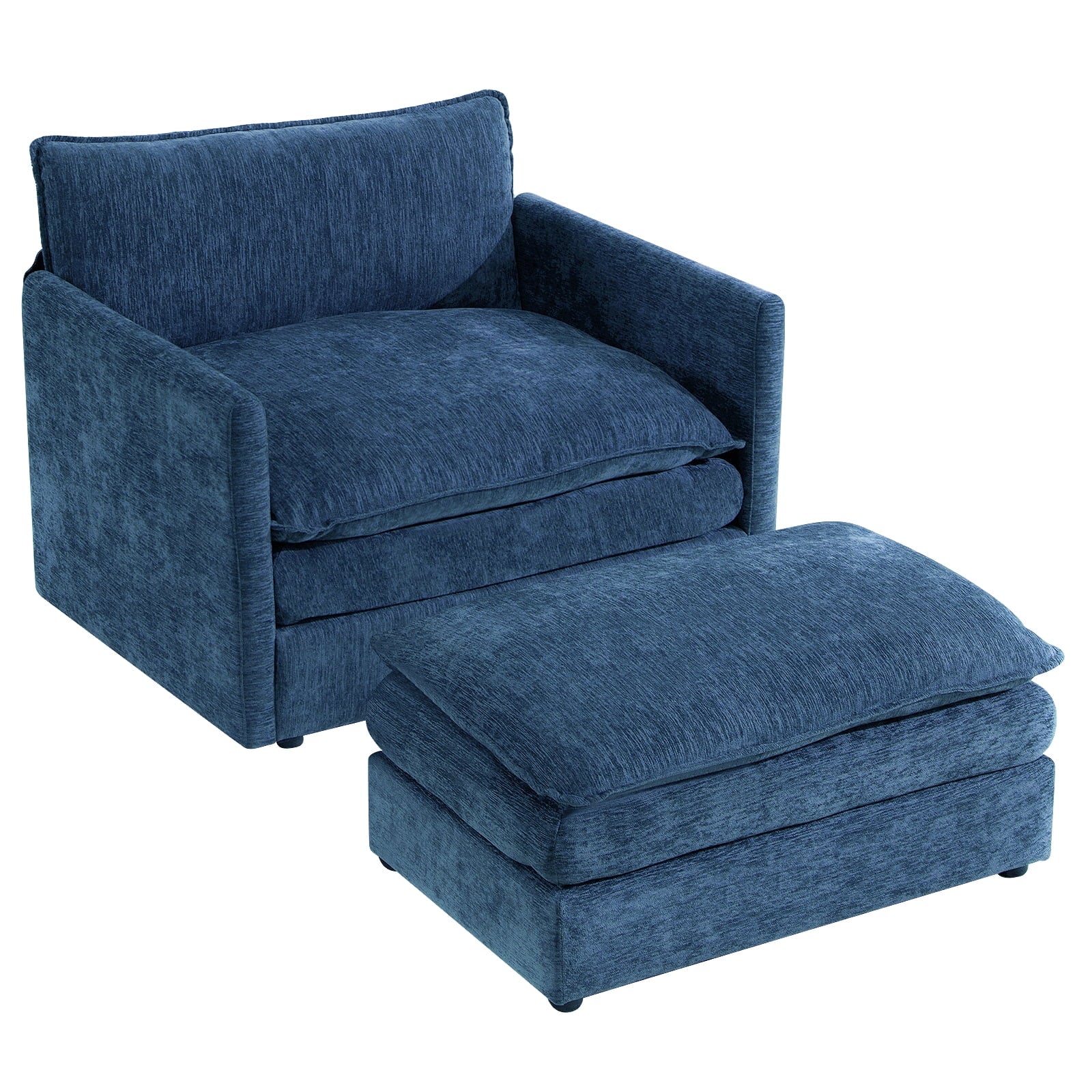Muumblus Oversized Lounge Chair with Ottoman, Cloud Accent Armchair for Living Room, Beige Chenille - Product image 44