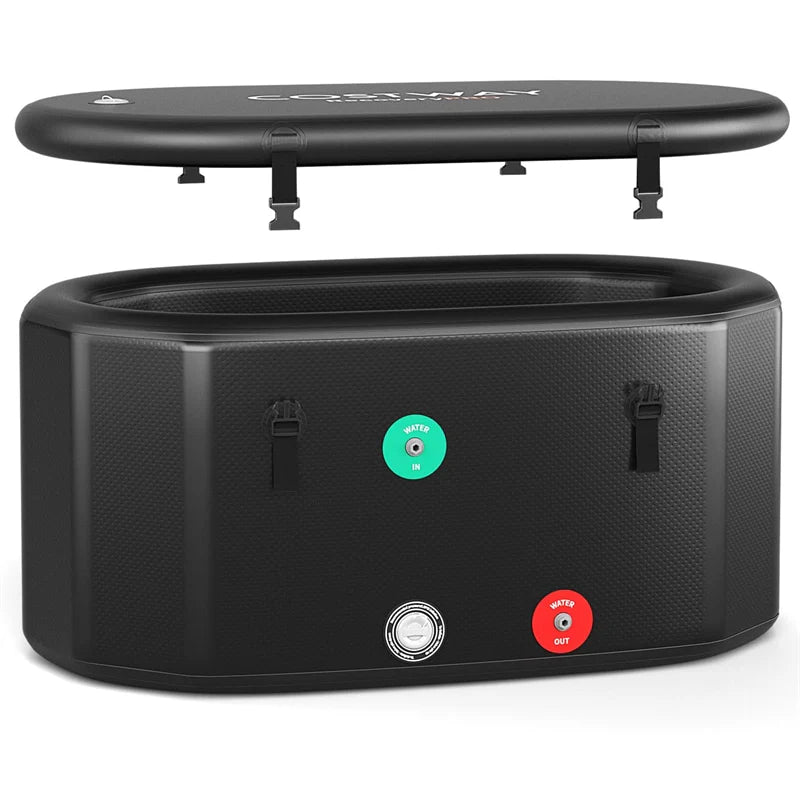XL 129 Gal Oval Ice Bath Tub with Cover, Portable Inflatable Cold Plunge Tub with Backpack & Pump - Product image 1