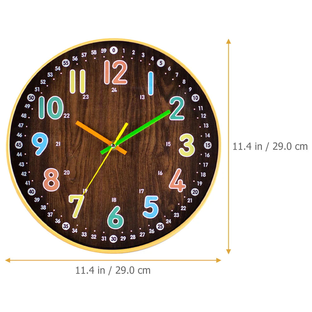 HOMEMAXS Kids Bedroom Wall Clock Simple Mute Wooden Clock Round Wall Decor Precise Wall Clock - Product image 2