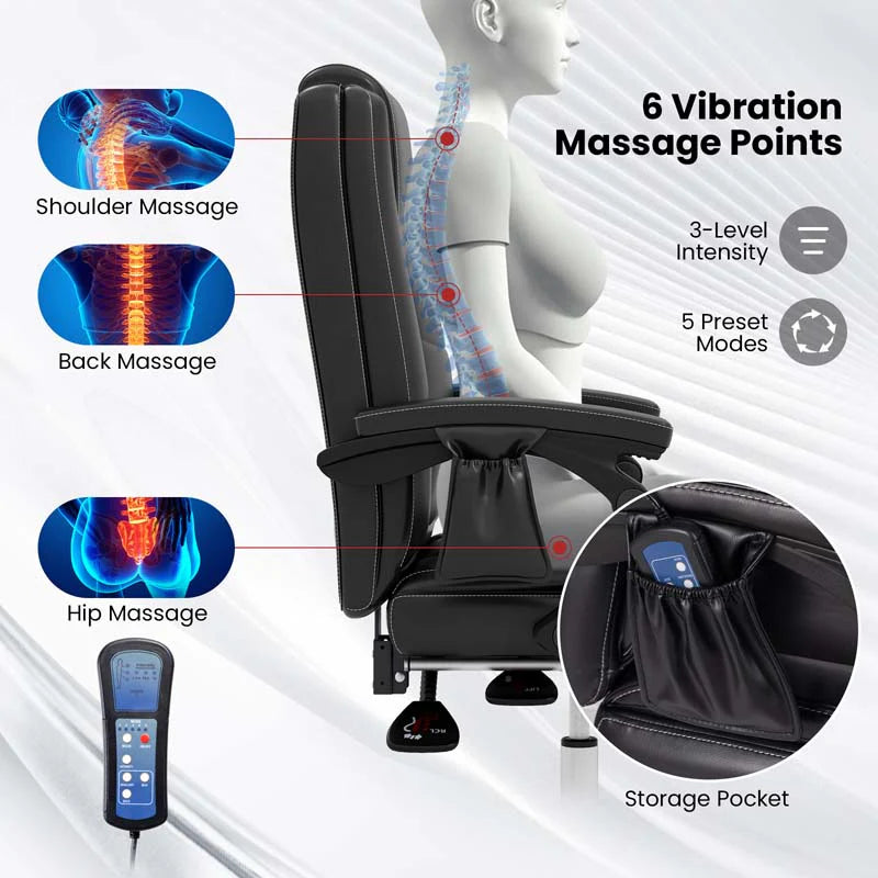 400 LBS Big and Tall Office Chair 6-Point Massage Executive Chair with Reclining Backrest - Product image 6
