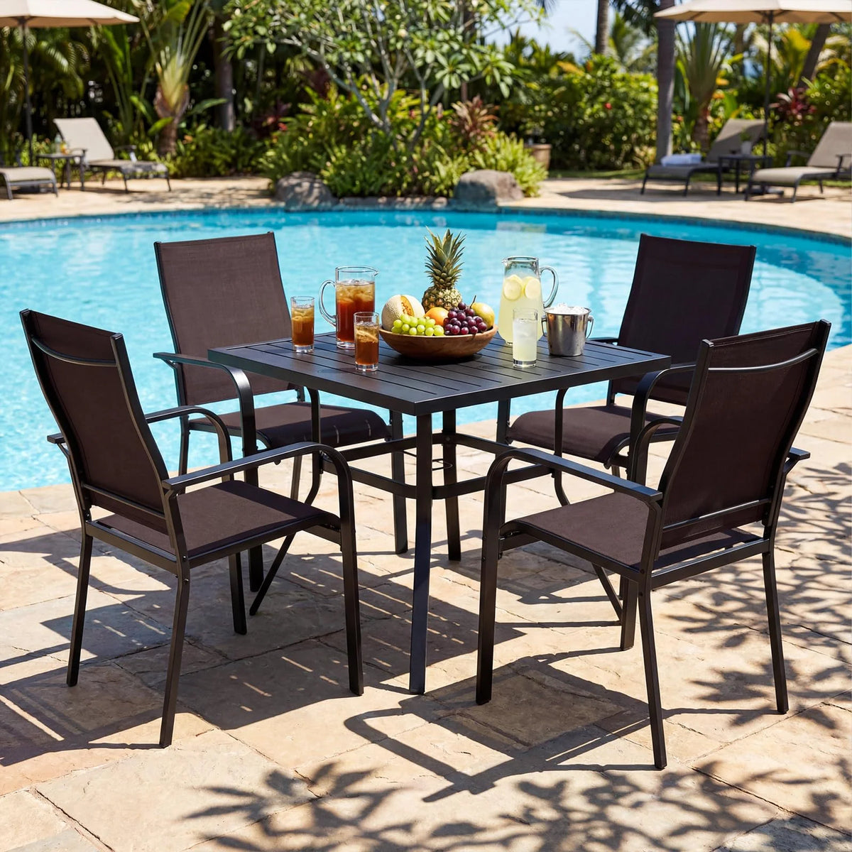 Tangkula 5 Pieces Patio Dining Set for 4 with Umbrella Hole - Product image 3