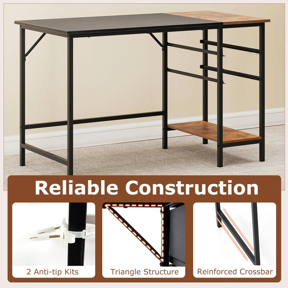 Tangkula 48" Writing Desk with Spacious Tabletop for Home Office - Product image 7
