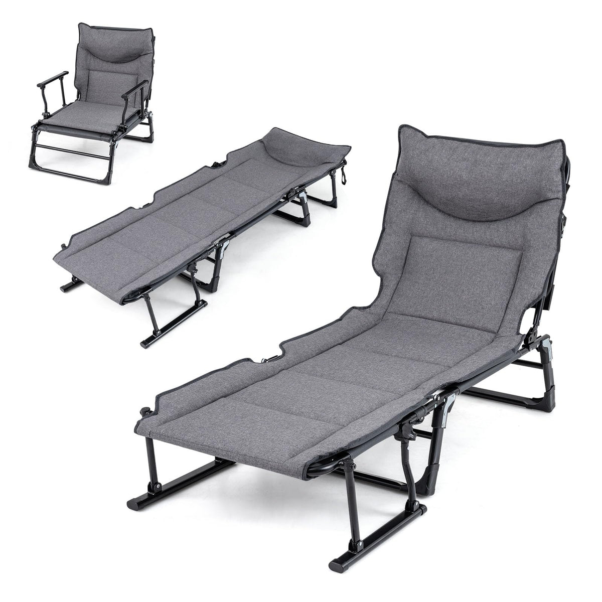Tangkula 3 in 1 Lounge Chair Outdoor Patio Folding Chaise Lounge Chair Heavy Duty Metal Frame - Product image 1