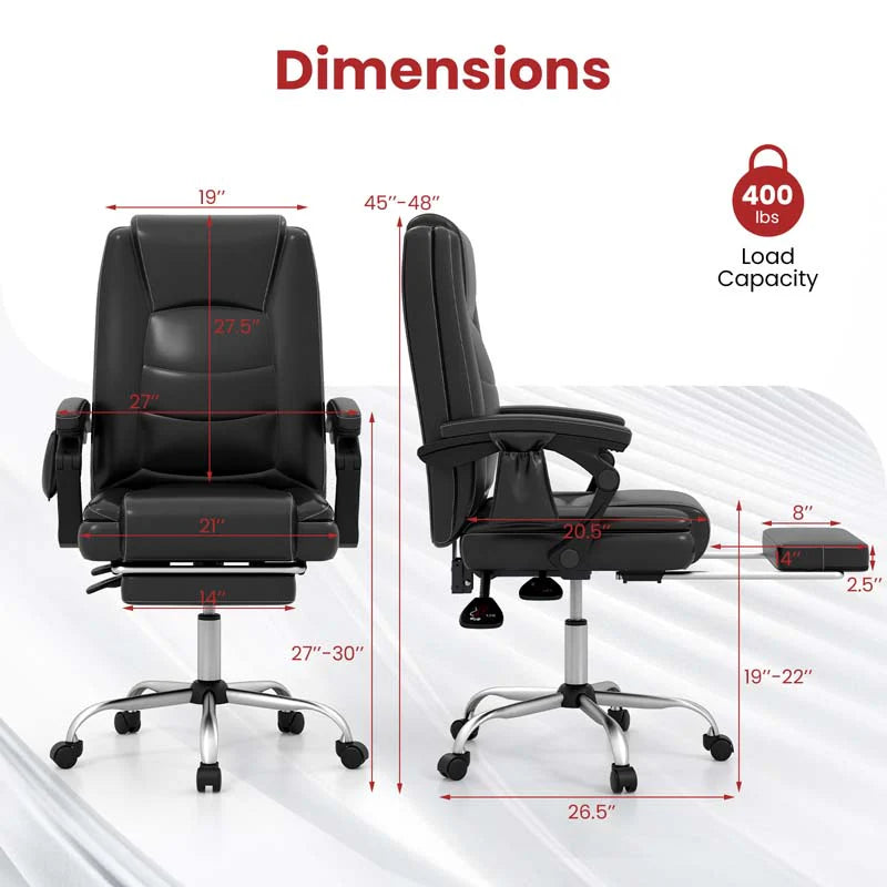 400 LBS Big and Tall Office Chair 6-Point Massage Executive Chair with Reclining Backrest - Product image 11