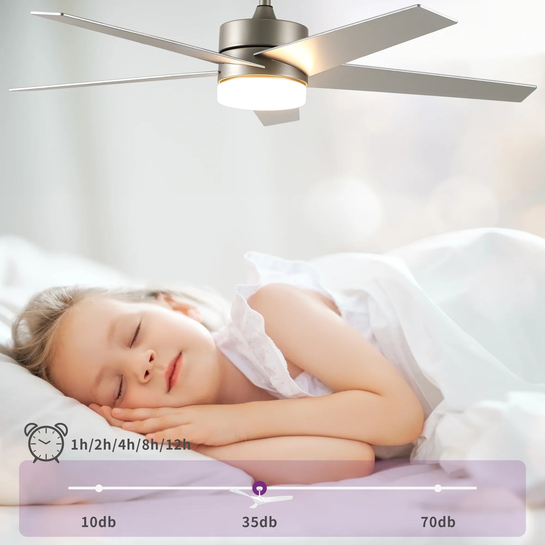 Uforic 52" Modern Ceiling Fan with Lights and Remote Control, 5 - Blade Ceiling Fan with Dimmable Tri - Product image 3