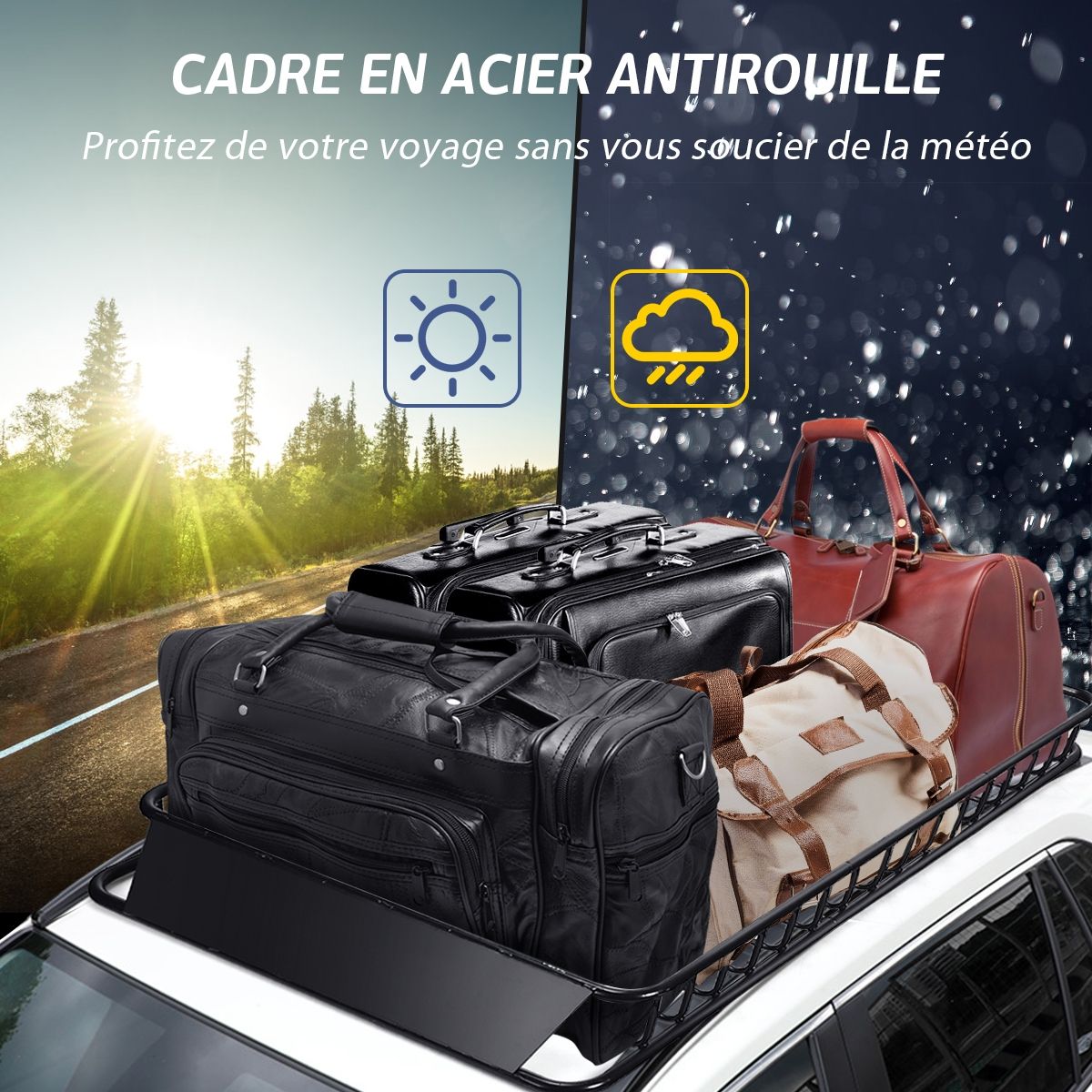 Universal Roof Rack 162 CM with 68 KG Capacity Roof Rack for Travel and Storage Black -