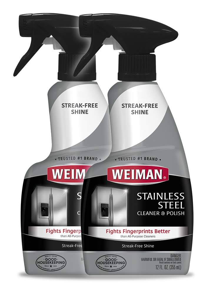 Weiman Stainless Steel Cleaner and Polish - 12 Ounce (2 Pack) - Removes Fingerprints, Residue, Water Marks and Grease from Appliances - Refrigerators