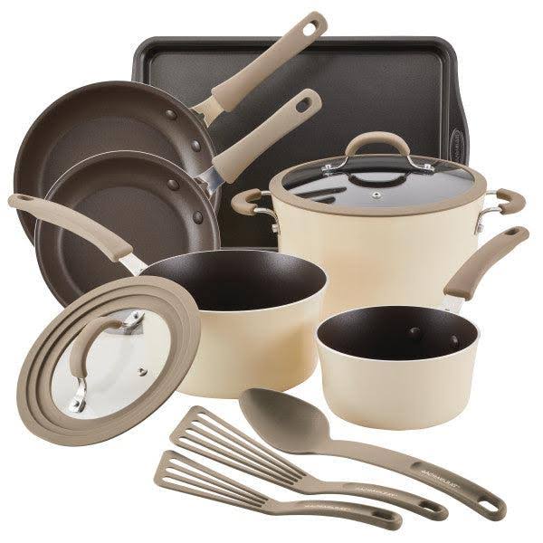 Rachael Ray Cook + Create Aluminum Nonstick Cookware Set, 11 Piece - Almond - Product image 1