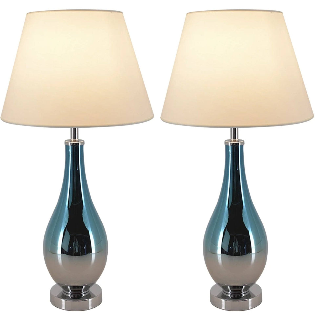 Tulip 28-Inch Table Lamp (Set of 2) Blue Chrome Ombre - Product image 1