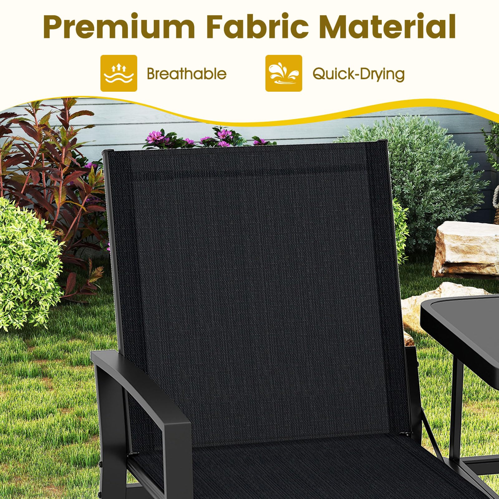 Tangkula Patio Loveseat with Built-in Table with Breathable Fabric Back - Product image 7