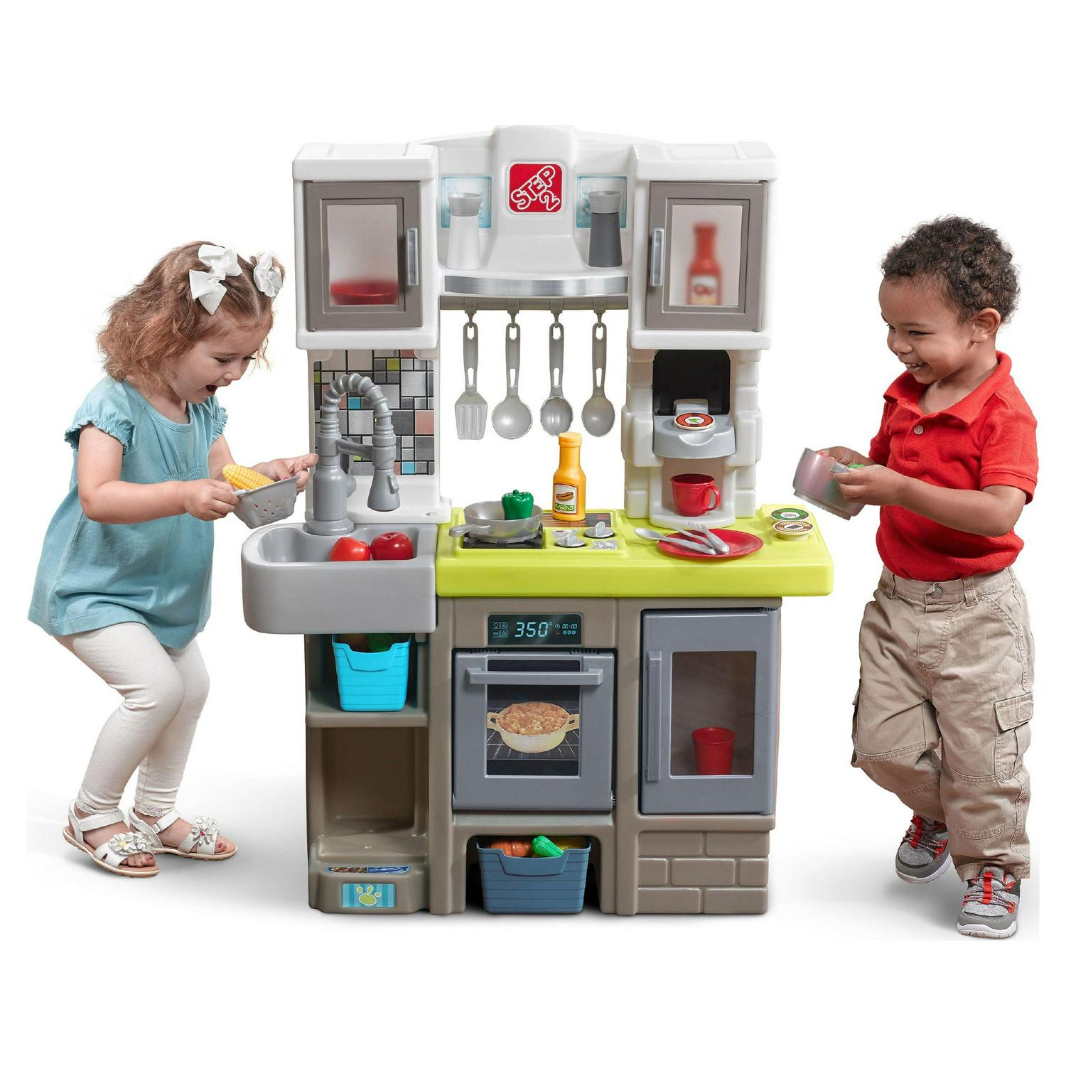 Step2 Contemporary Chef Brown and White Toddler Plastic Play Kitchen - Product image 3