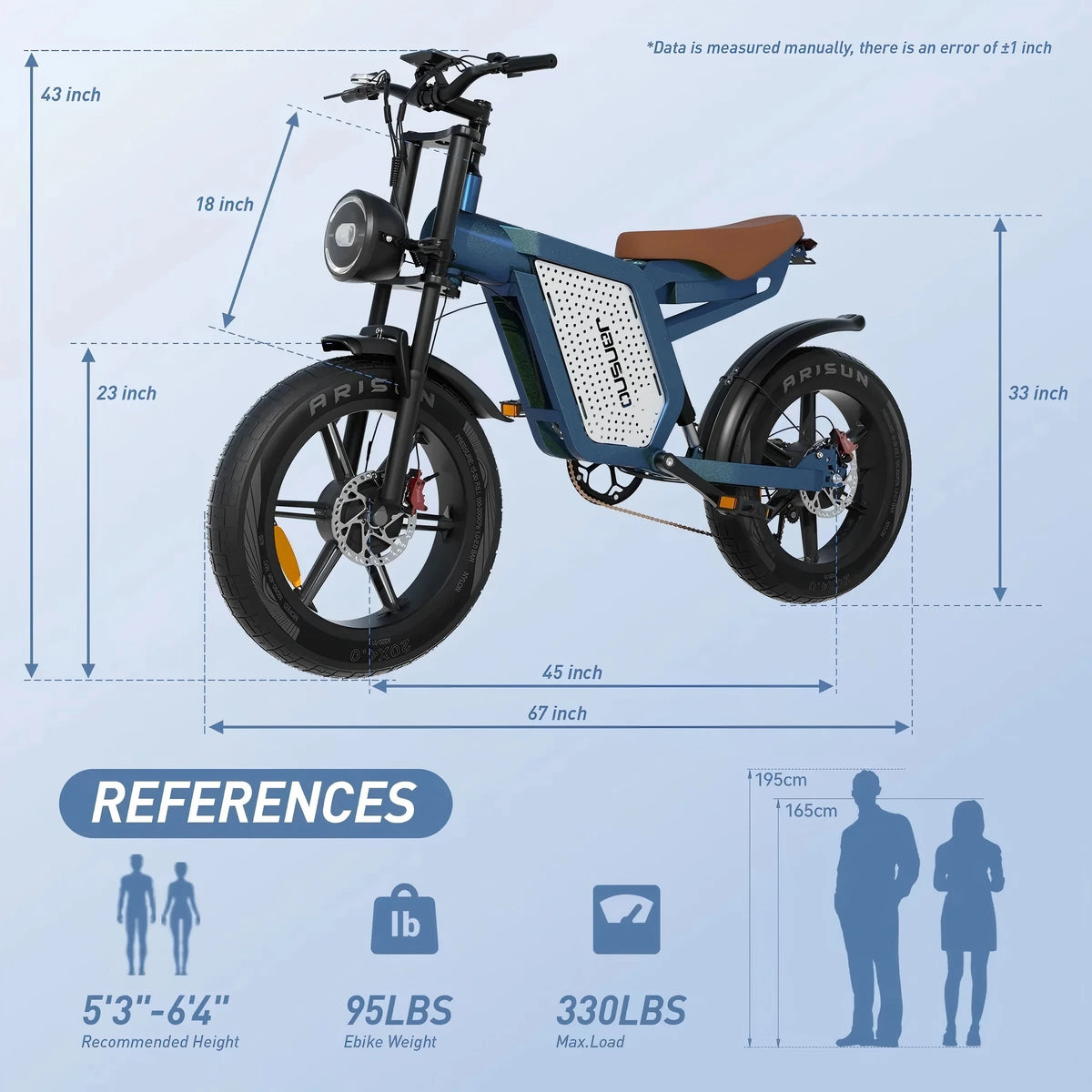 JANSNO X60 20" Fat Tire Ebike Electric Bike 1500W Dual Motor Dual Suspension 48V 23ah - Product image 5