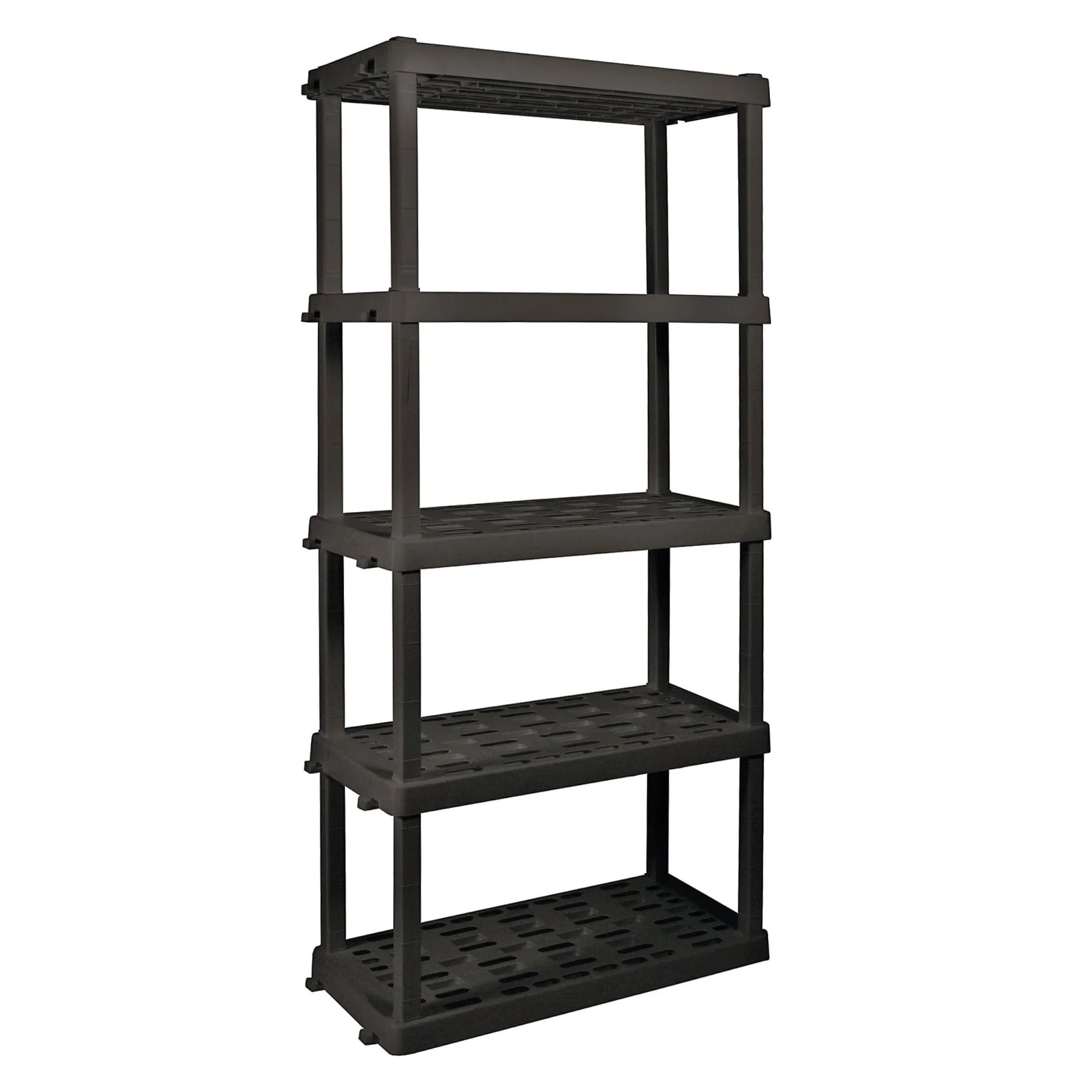Hyper Tough Large 5 - Tier Shelving Unit, W36 x D18 x H74" Interlocking Multipurpose Organizer, Black, Pack of 2