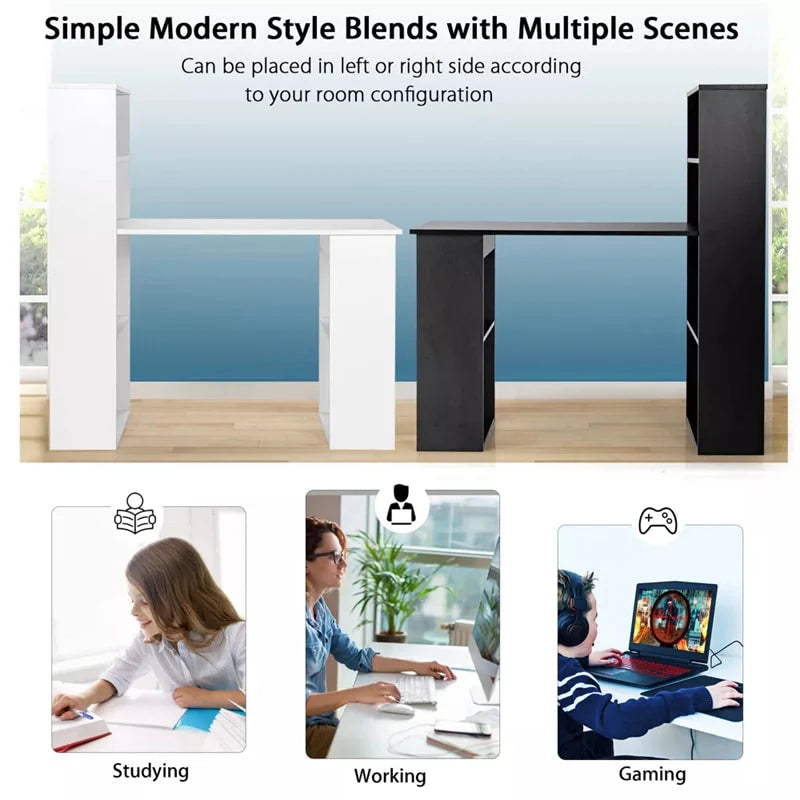 48" Computer Desk with 6-Tier Storage Shelves, 3-in-1 Reversible Writing Desk w/ Bookshelf & CPU Stand - Product image 19