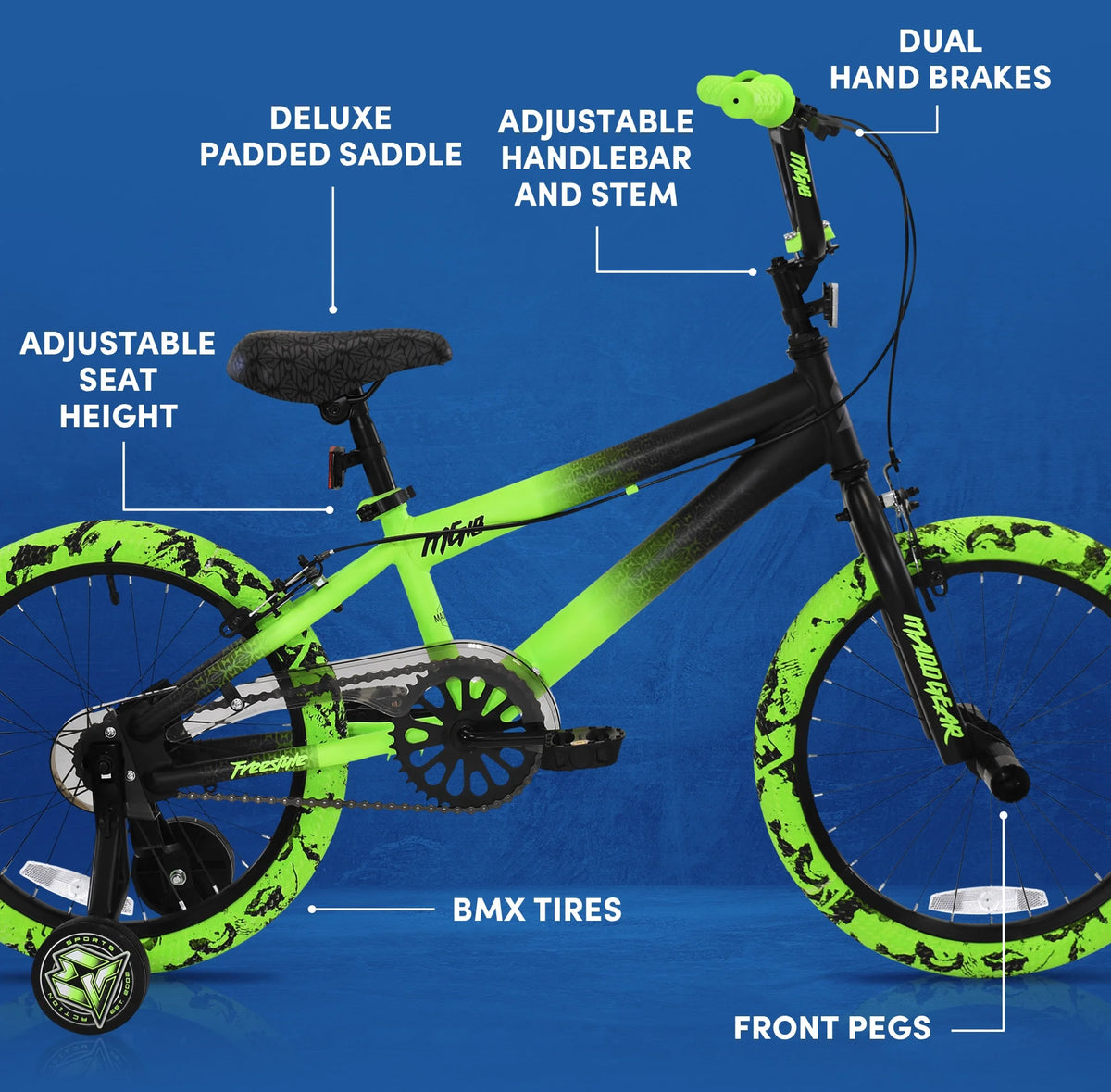 Bicycles 18" Madd Gear MG18 BMX Boy'S Bike, Black and Green - Product image 4