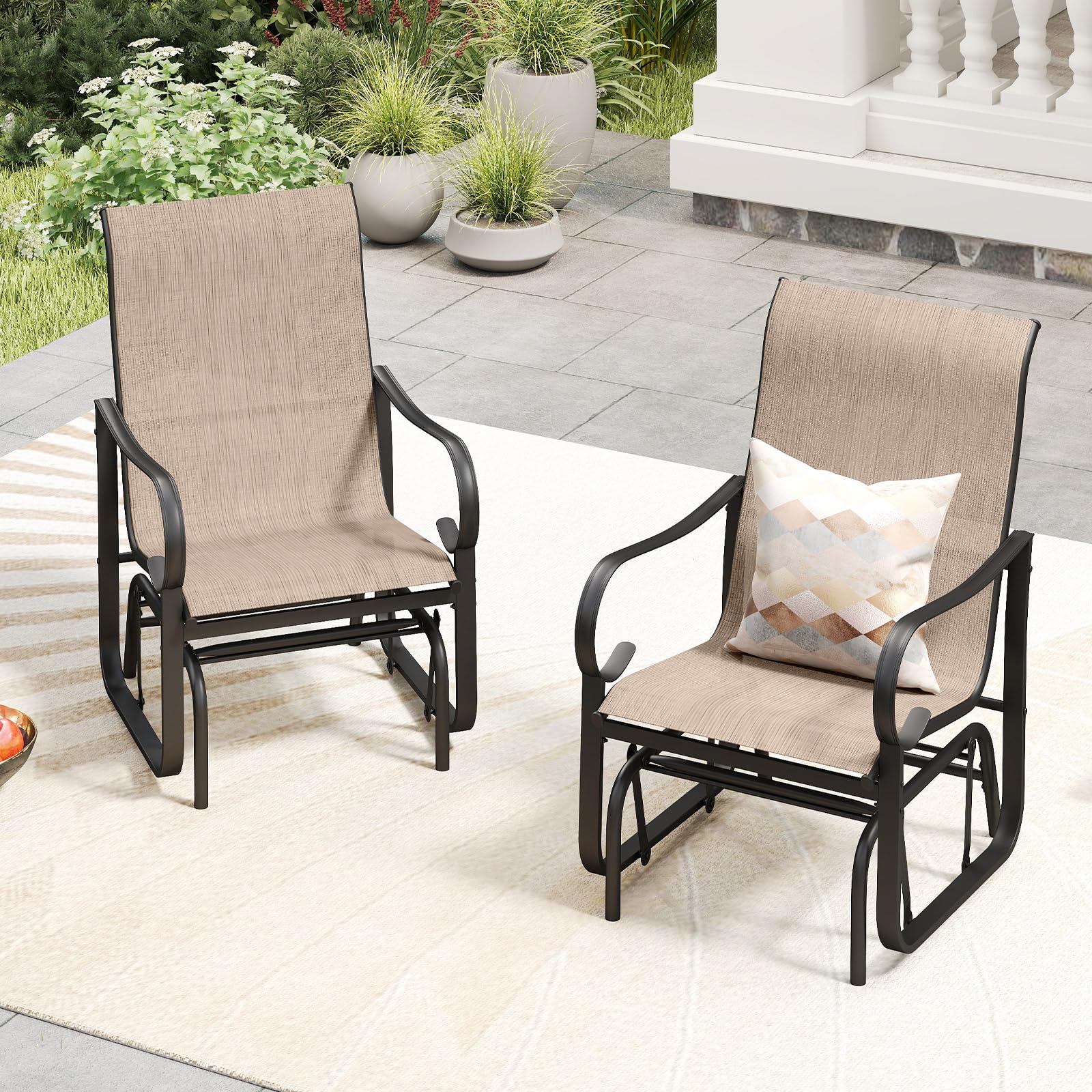 Tangkula Outdoor Glider Chairs Set of 2/4 with High Backrest Breathable Mesh Fabric and Metal Frame - Product image 2
