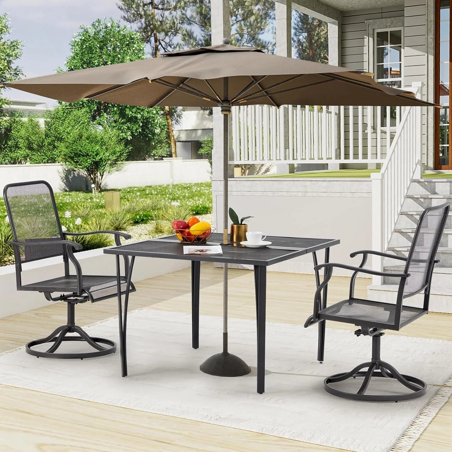 AECOJOY 39.4" Outdoor Patio Dining Table for 4, Metal Patio Table with 1.6" Umbrella Hole - Product image 7