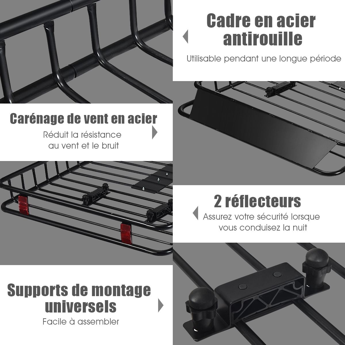Universal Roof Rack 162 CM with 68 KG Capacity Roof Rack for Travel and Storage Black -