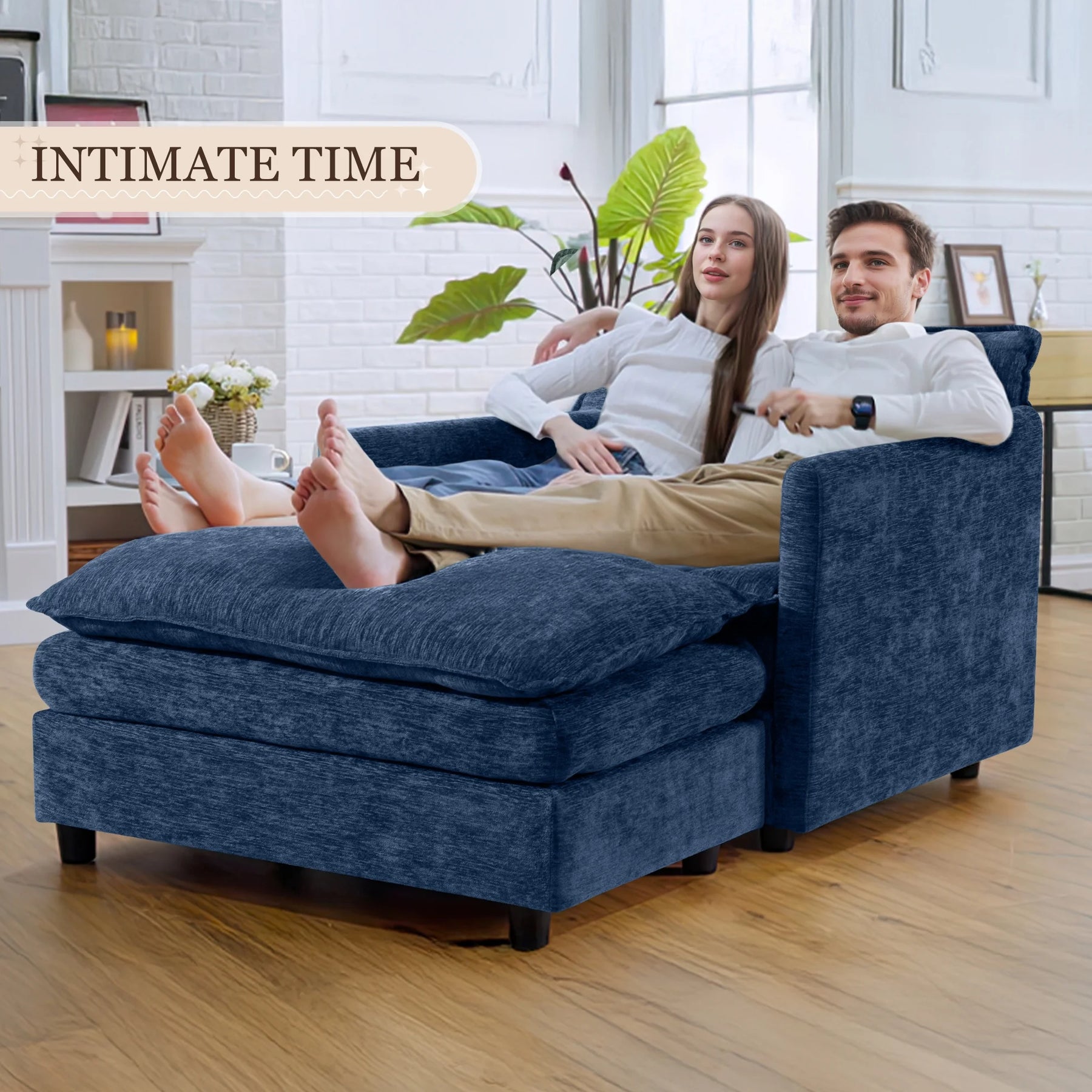 Muumblus Oversized Lounge Chair with Ottoman, Cloud Accent Armchair for Living Room, Beige Chenille - Product image 38