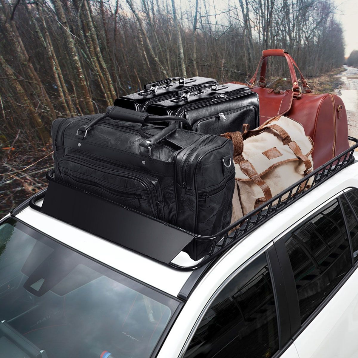 Universal Roof Rack 162 CM with 68 KG Capacity Roof Rack for Travel and Storage Black -