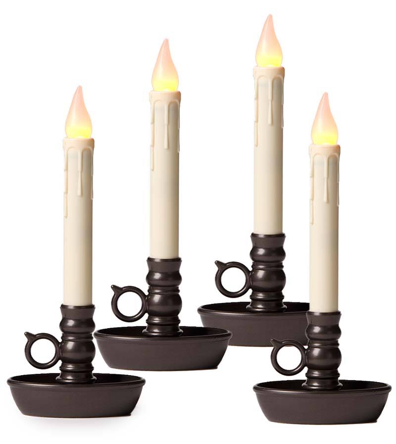Battery-Operated LED Window Candles, 4-Pack, Bronze - Plow & Hearth - Product image 1