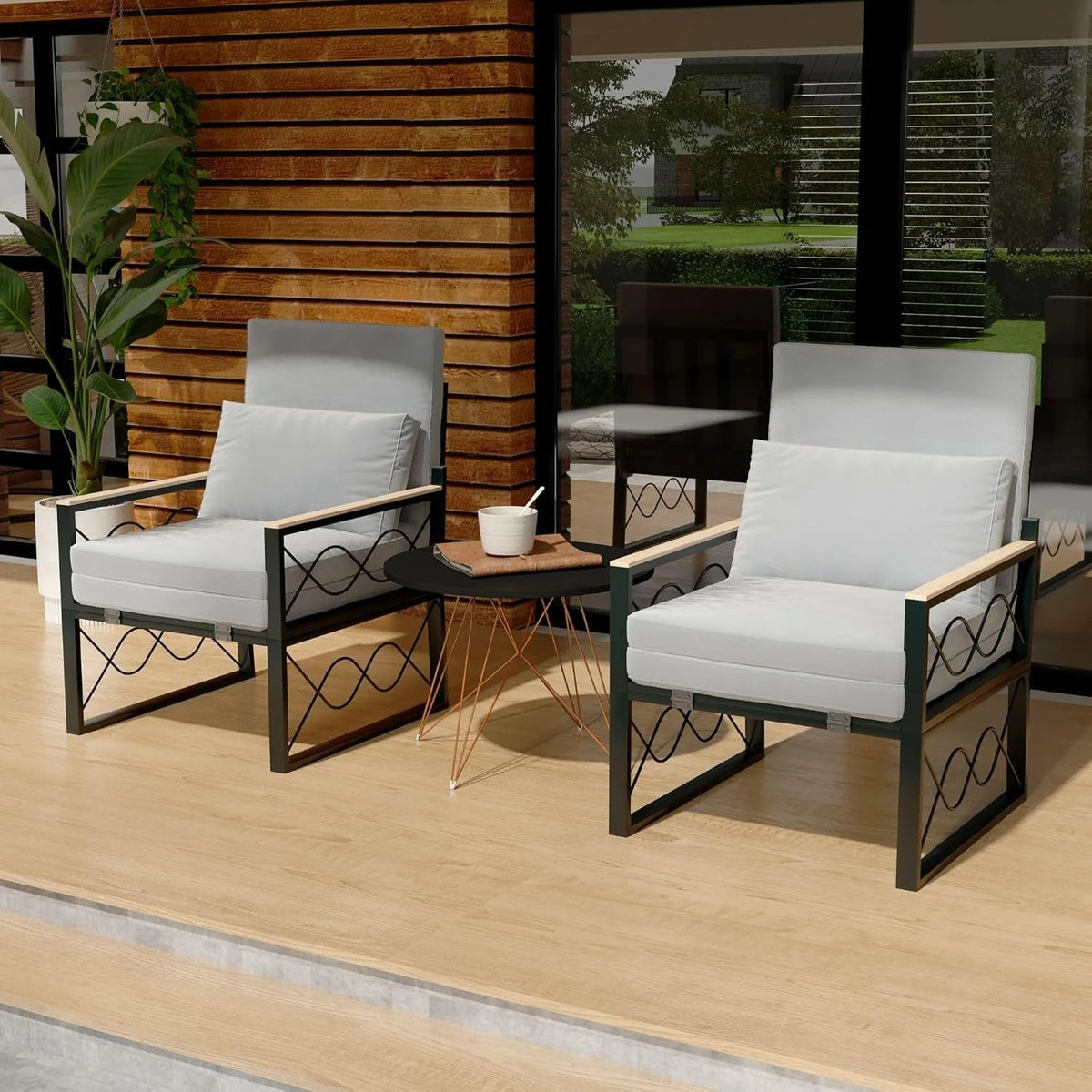 AECOJOY Outdoor Metal Chaise Lounge Chair, Convertible Patio Armchair with Cushions - Product image 7