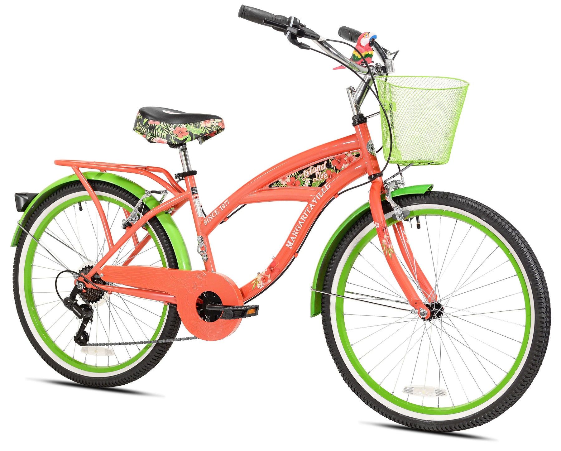 24" Island Life Multi Speed Girl'S Bike, Coral/Green - Product image 1