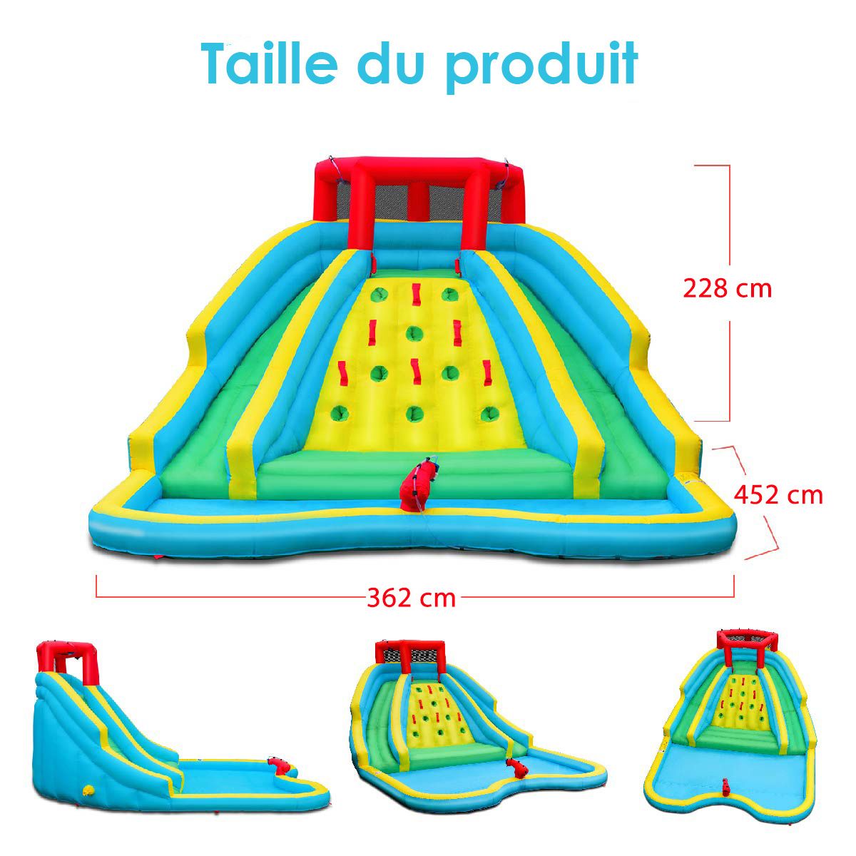 5 in 1 Inflatable Water Slide with Paddling Pool Inflatable Playground in Oxford with Climbing Wall Load 150kg for 3-10 Years (Without Blower) -