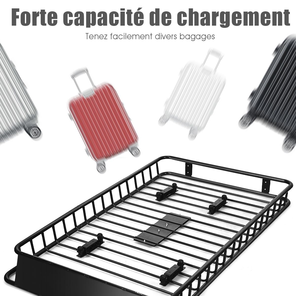 Universal Roof Rack 162 CM with 68 KG Capacity Roof Rack for Travel and Storage Black -