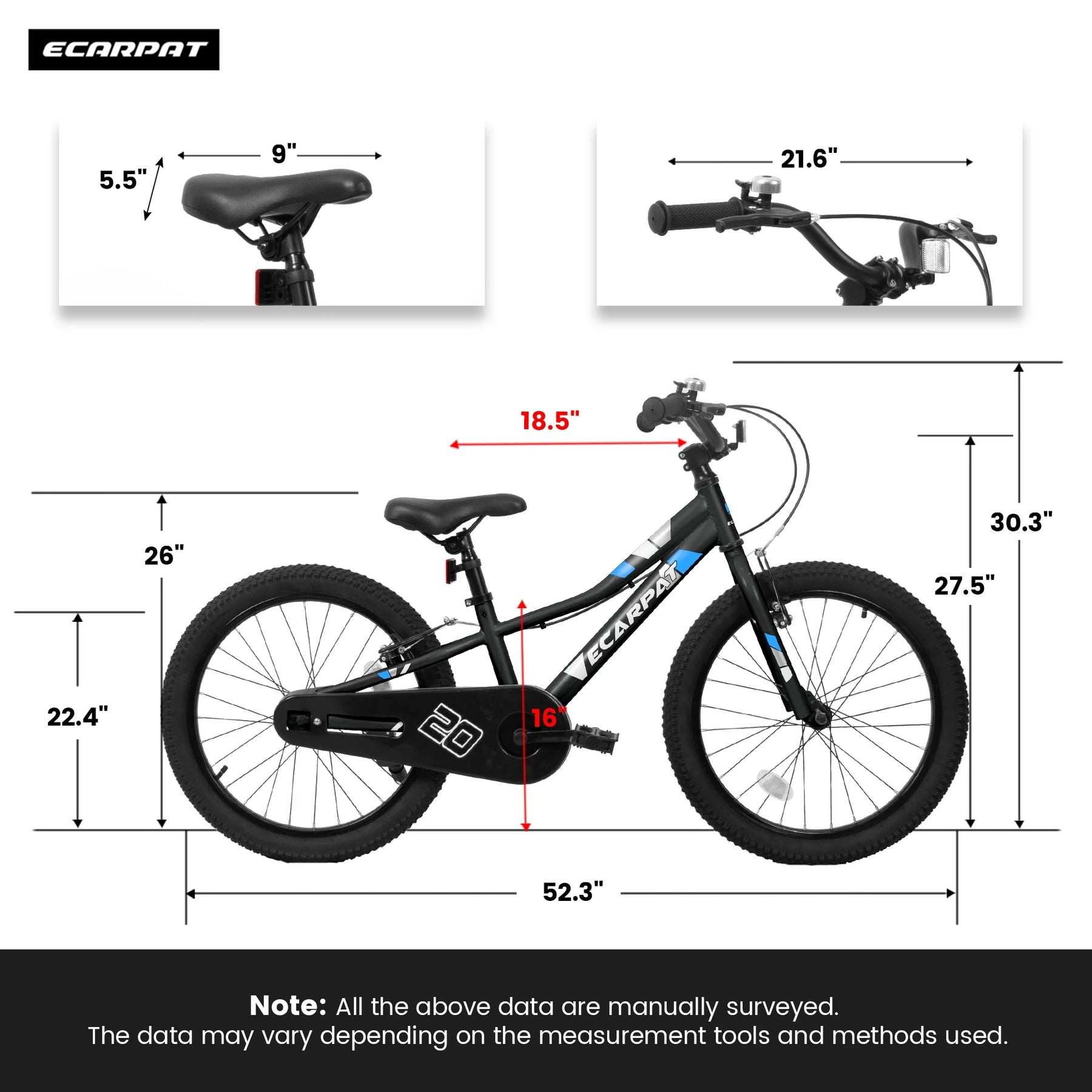 Ambifirner 20 in BMX Style Bike, Hi - Ten Carbon Steel Frame with Front V - Brake & Rear Coaster Brake - Product image 17