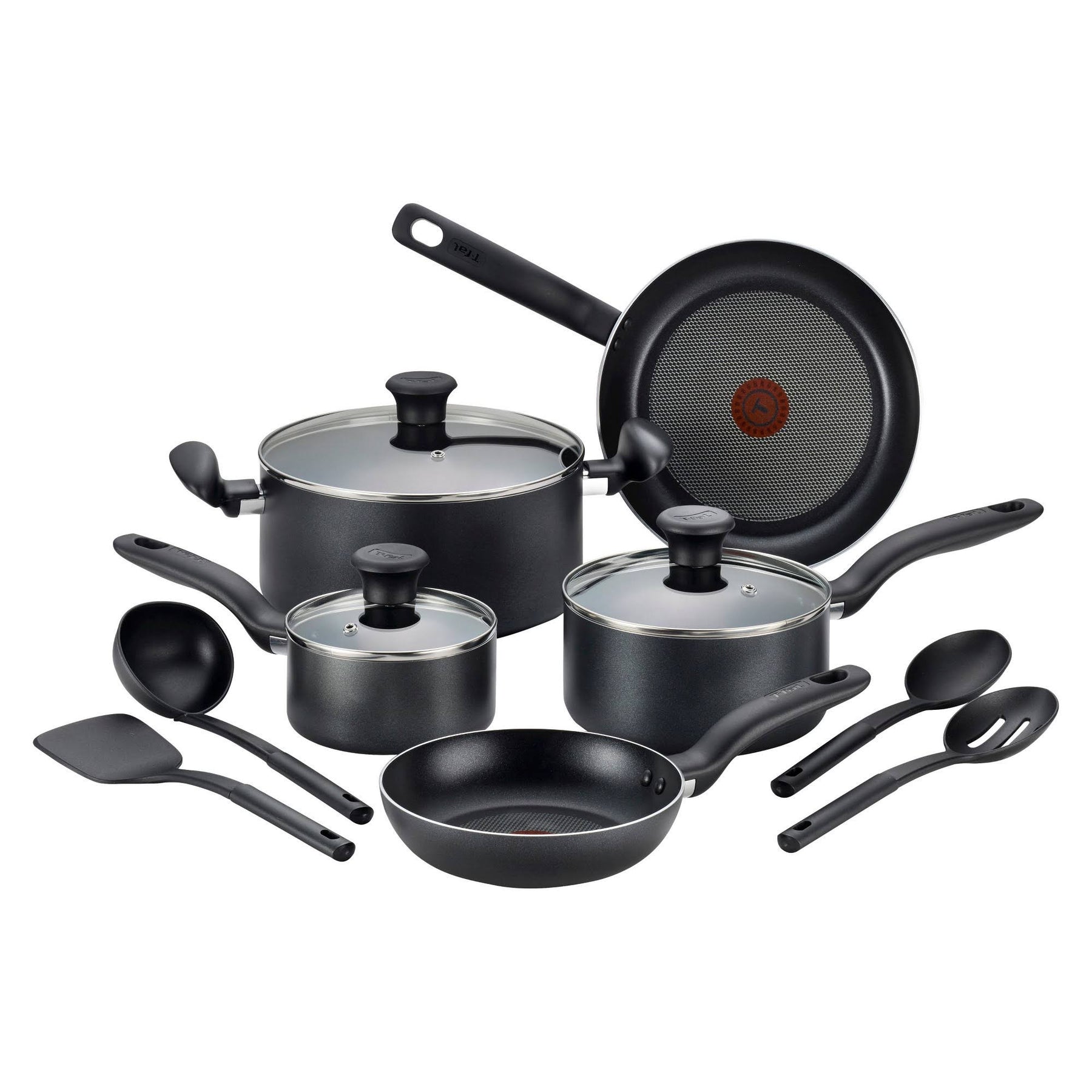 T-fal Simply Cook 12 Piece Nonstick Dishwasher Safe Cookware Set, Gray/Black - Product image 1