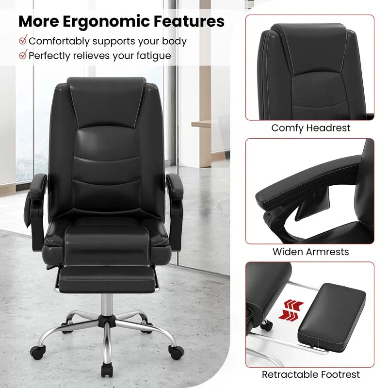 400 LBS Big and Tall Office Chair 6-Point Massage Executive Chair with Reclining Backrest - Product image 7