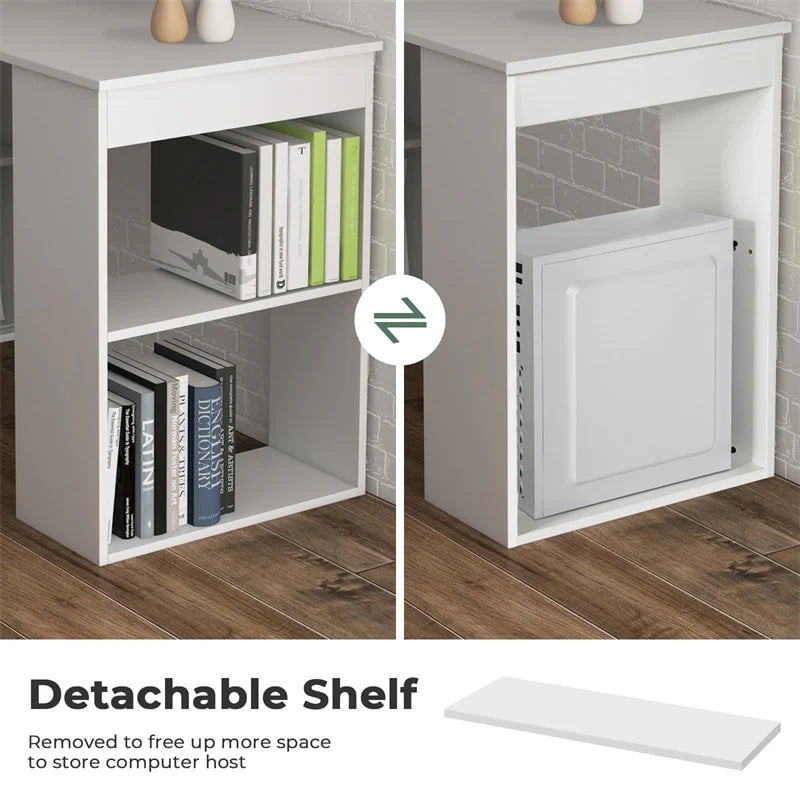 48" Computer Desk with 6-Tier Storage Shelves, 3-in-1 Reversible Writing Desk w/ Bookshelf & CPU Stand - Product image 7