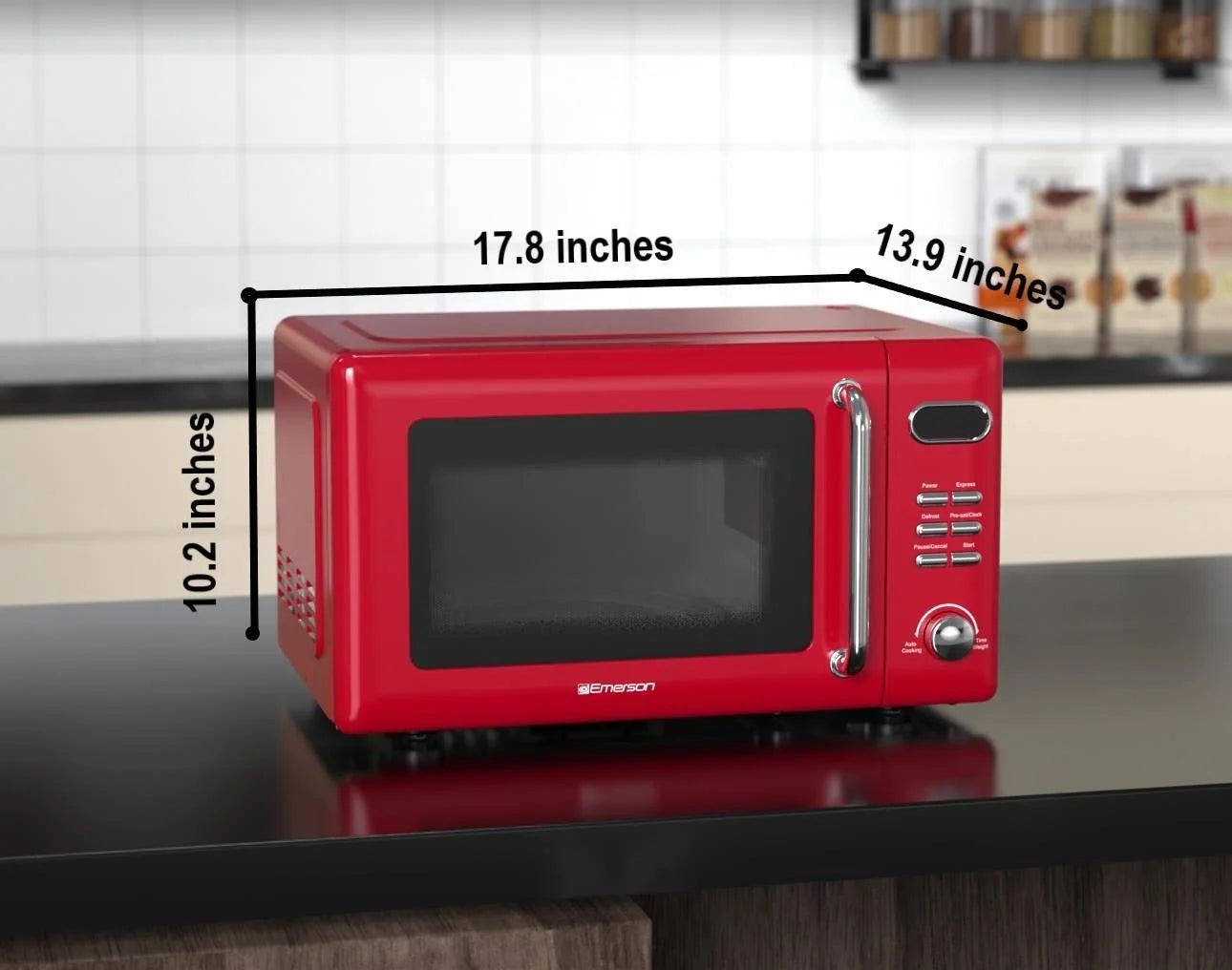 Emerson 0.7 cu ft, 700W Red Retro Countertop Microwave Oven, MWR7020RD - Product image 10
