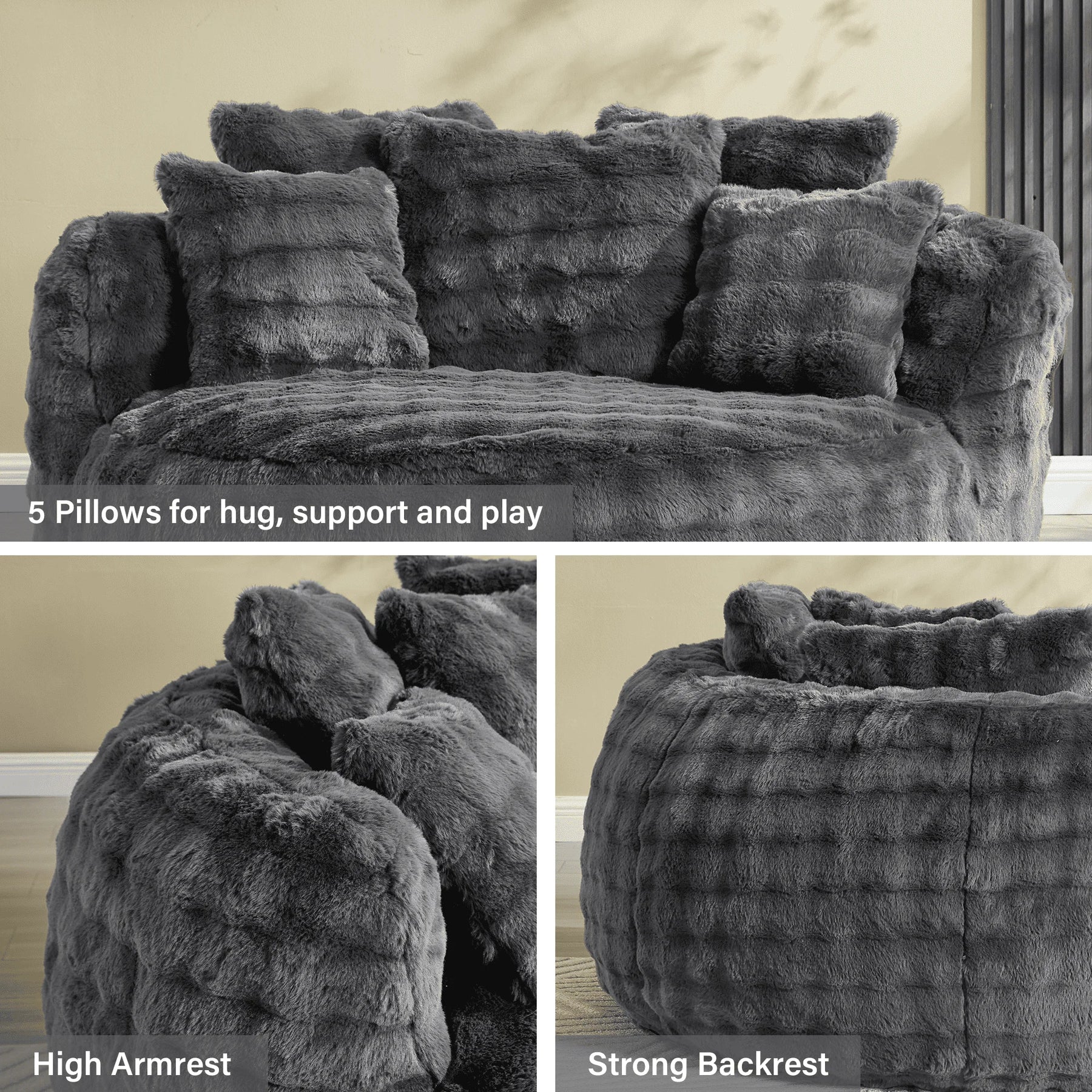 Wiilayok 58'' Oversized Chaise Lounge Chair Indoor, Thickened Backrest Sleeper Sofa Couch with Soft Pillows - Product image 2