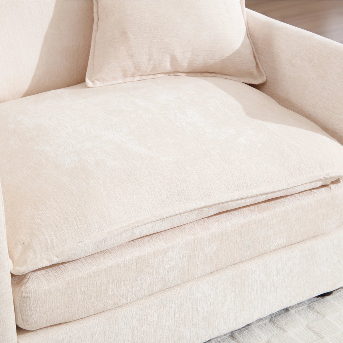 Muumblus Oversized Lounge Chair with Ottoman, Cloud Accent Armchair for Living Room, Beige Chenille - Product image 4