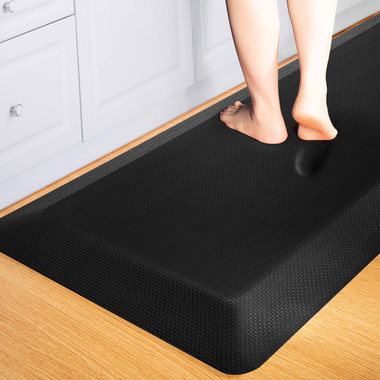 Anti Fatigue Mat Floor Kitchen Mat, FEATOL Standing Desk Mat Foam Cushioned Anti Fatigue Mats Comfort Standing Pad 9/10 inch Thick (20" x 32", Black)