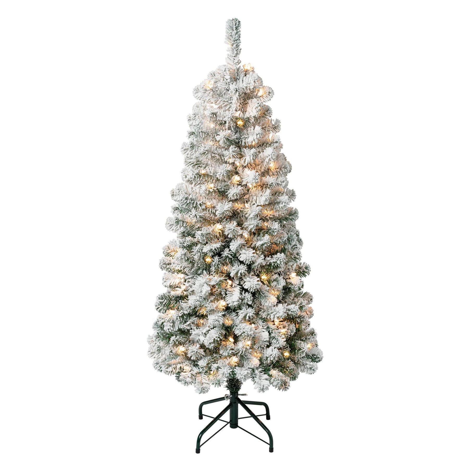 National Tree Company First Traditions 4.5' Pre-Lit Medium Flocked Acacia Hinged Artificial Christmas Tree - Product image 1