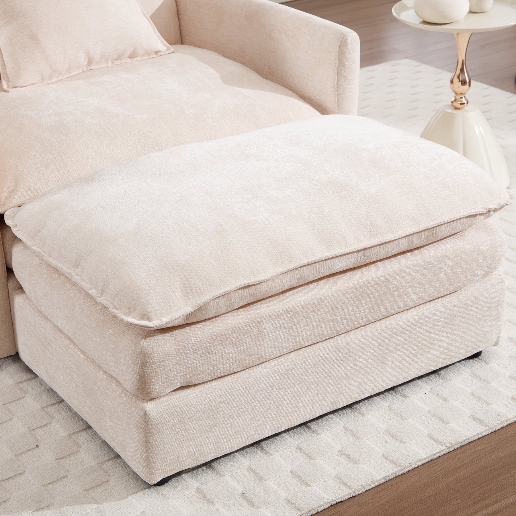 Muumblus Oversized Lounge Chair with Ottoman, Cloud Accent Armchair for Living Room, Beige Chenille - Product image 6