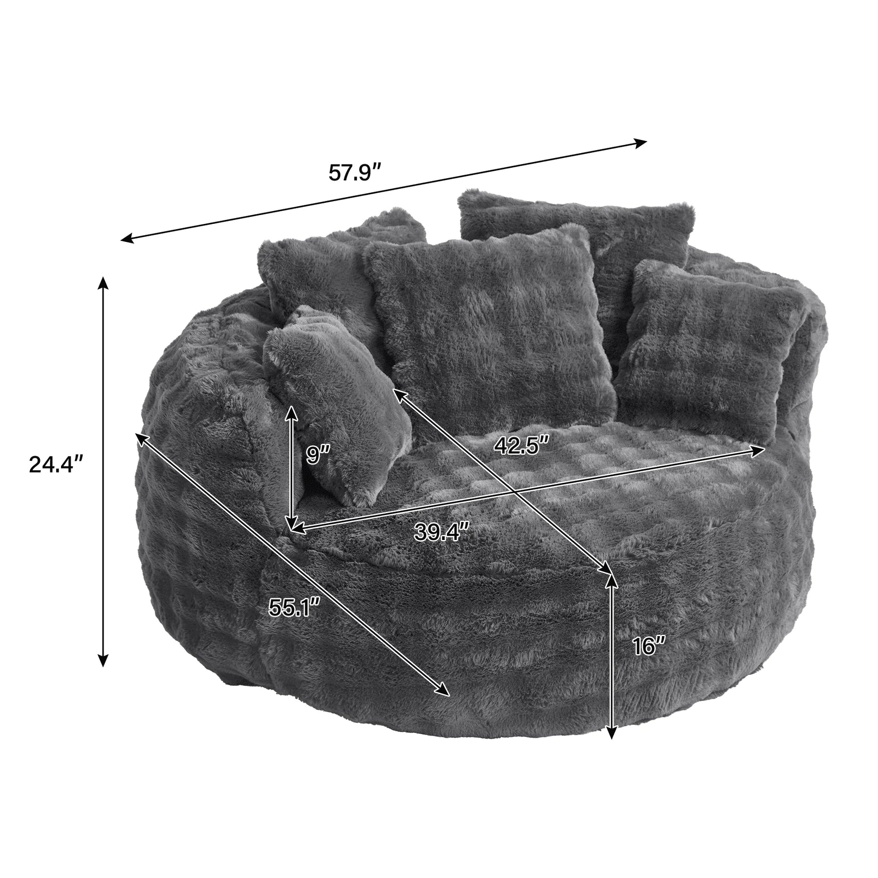 Wiilayok 58'' Oversized Chaise Lounge Chair Indoor, Thickened Backrest Sleeper Sofa Couch with Soft Pillows - Product image 4