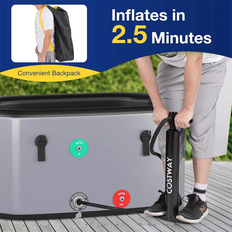 XL 129 Gal Oval Ice Bath Tub with Cover, Portable Inflatable Cold Plunge Tub with Backpack & Pump - Product image 20