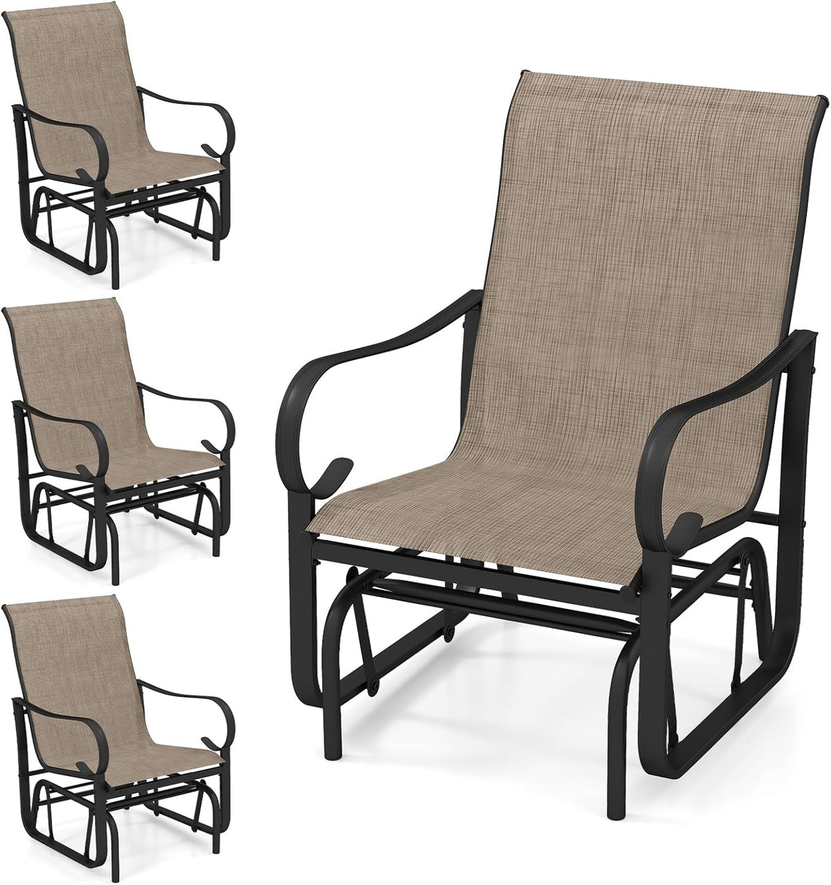 Tangkula Outdoor Glider Chairs Set of 2/4 with High Backrest Breathable Mesh Fabric and Metal Frame - Product image 10