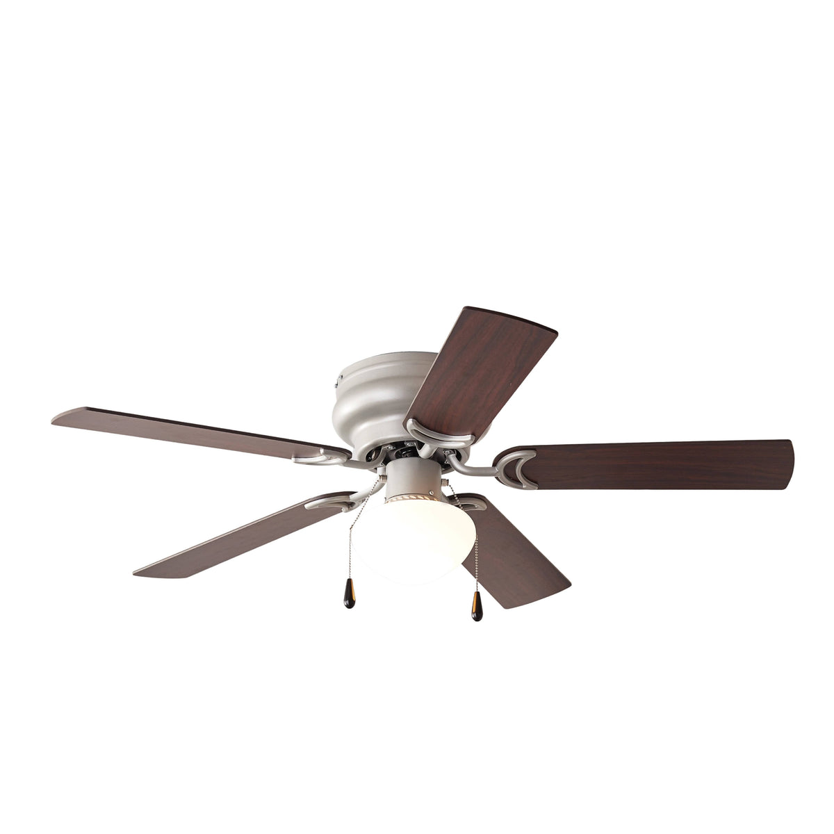 Mainstays 44 inch Hugger Indoor Ceiling Fan with Light Kit, Satin Nickel, 5 Blades, Reverse Airflow - Product image 1
