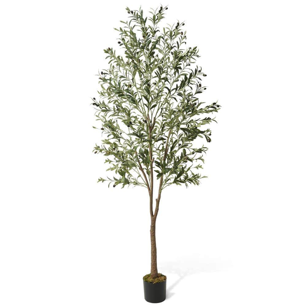 Fencer Wire 7 ft. Green Artificial Olive Tree, Faux Plant in Pot for Indoor Home Office Modern Decoration - Product image 1