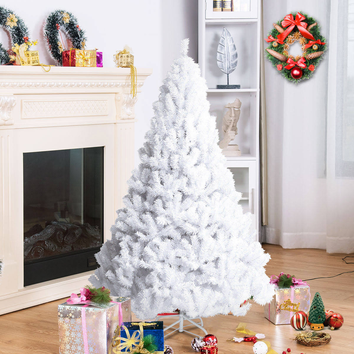Costway 5ft Artificial PVC Christmas Tree w/Stand Holiday Season Indoor Outdoor White - Product image 1