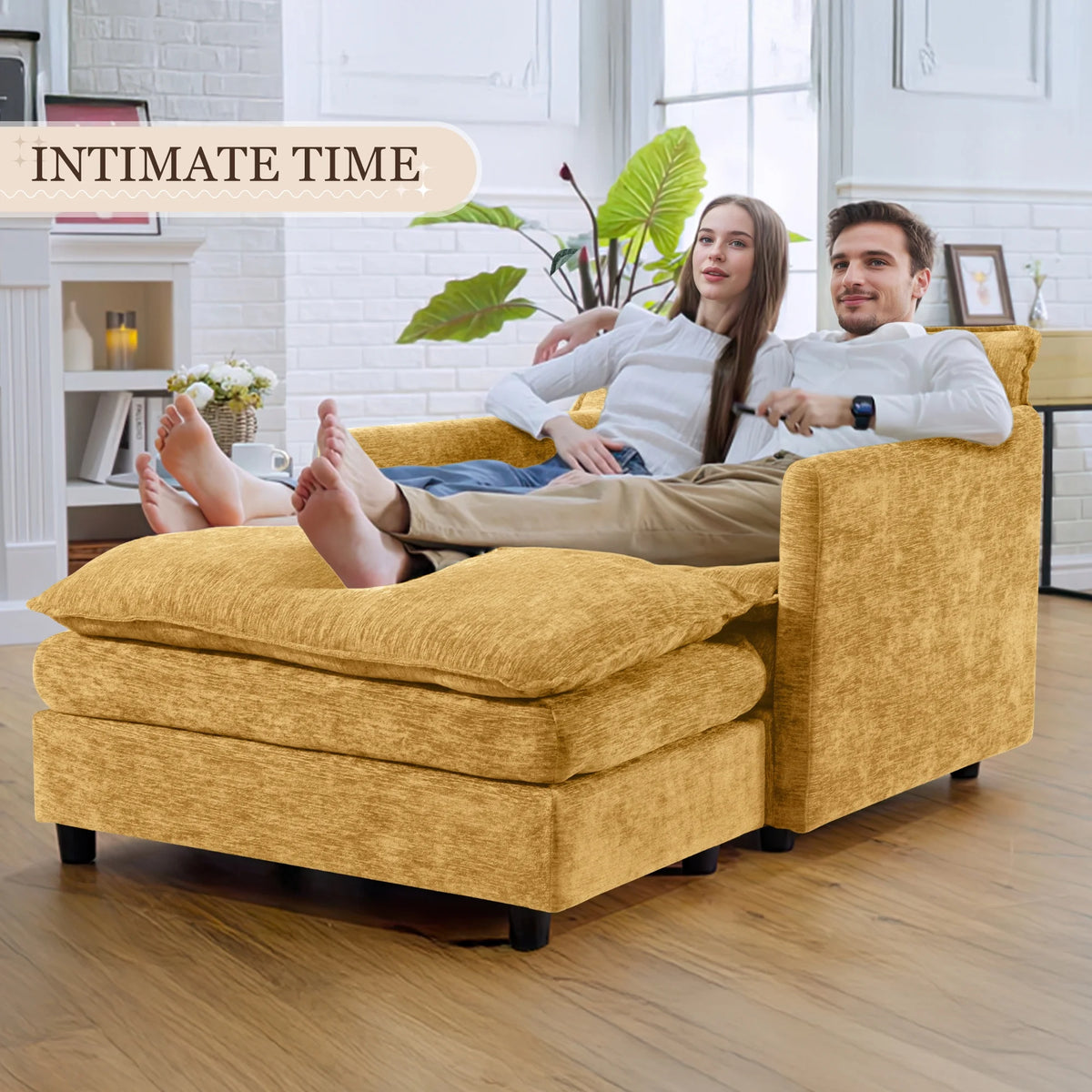 Muumblus Oversized Lounge Chair with Ottoman, Cloud Accent Armchair for Living Room, Beige Chenille - Product image 31
